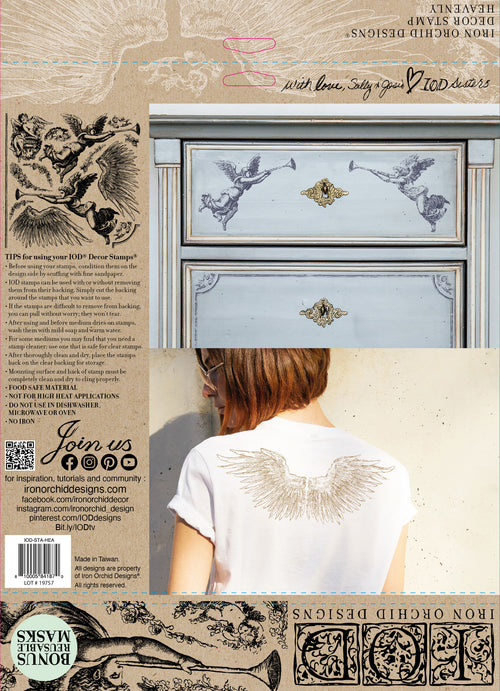 Heavenly Decor Stamp by Iron Orchid Designs - Ink, Chalk Paint, Furniture Craft Stamp 12"x12"