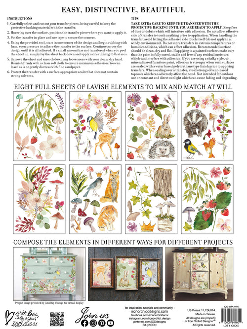 Whispering Willow transfer by Iron Orchid Designs 12 x 16" (pad of 8 sheets) for furniture, crafts and decor
