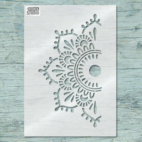 Eva Mandala Indian Motif Stencil - Half Design by Stencil Studio