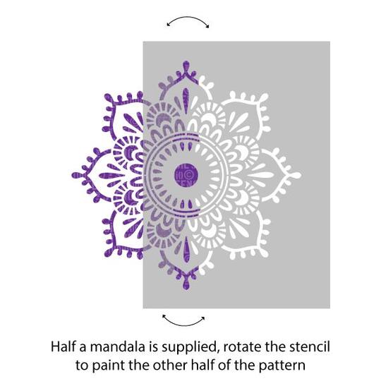 Eva Mandala Indian Motif Stencil - Half Design by Stencil Studio