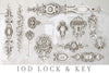 Lock and Key Decor Furniture Mould by Iron Orchid Designs - Clay, Resin, Hot Glue