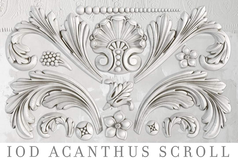 Acanthus Scroll Decor Furniture Mould by Iron Orchid Designs - Clay, Resin, Hot Glue