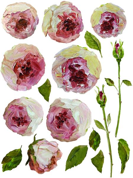 Painterly Florals transfer by Iron Orchid Designs 12 x 16" (pad of 8 sheets) for furniture, crafts and decor