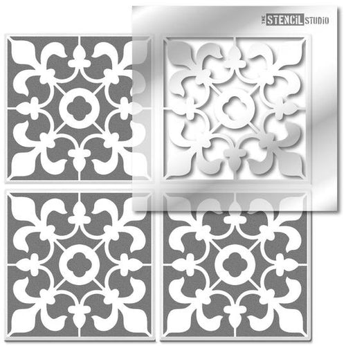 Kingscote tile and border stencil by Stencil Studio