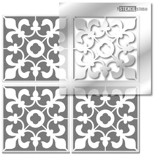 Kingscote tile and border stencil by Stencil Studio