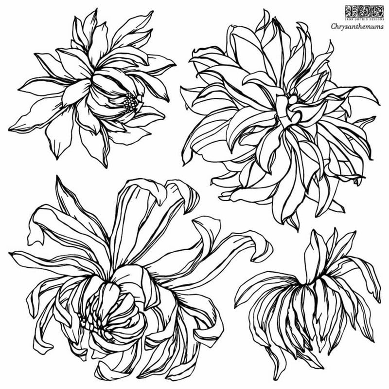 Chrysanthemums stamp by Iron Orchid Designs (IOD)