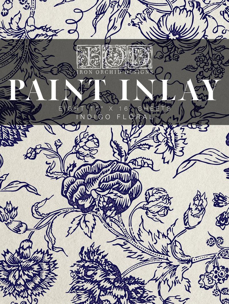 Indigo Floral Paint Inlay by Iron Orchid Designs - Furniture Flip, Upcycling, Decor